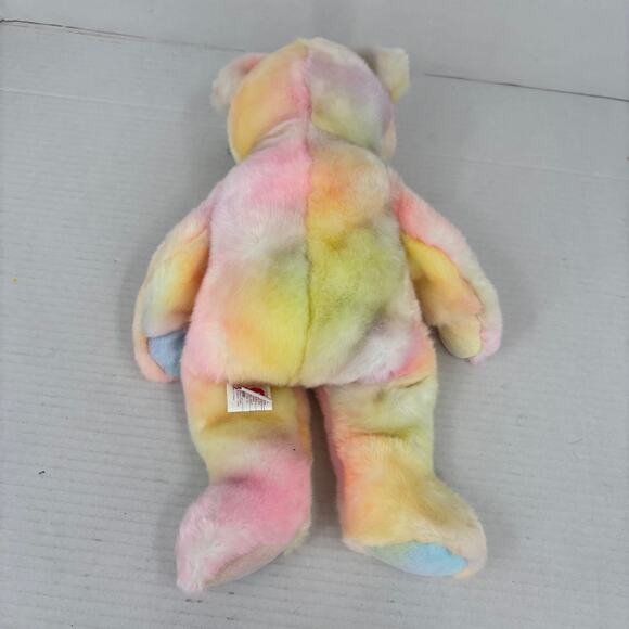 Ty Beanie Buddies Peace Bear Plush Pastel Tie Dye 1999 VTG With Tags 14 Inch - Picture 4 of 10
